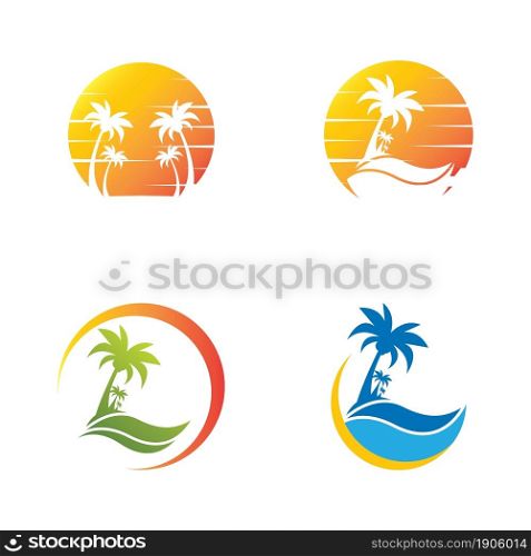 Palm tree summer logo template vector icon set
