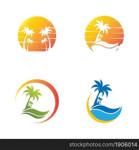 Palm tree summer logo template vector icon set