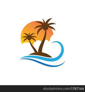 Palm tree summer logo template vector illustration