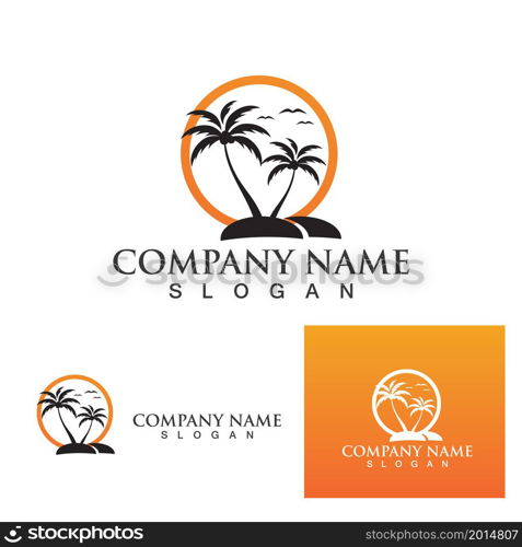 Palm tree summer logo template vector illustration