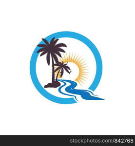 Palm tree summer logo template vector illustration