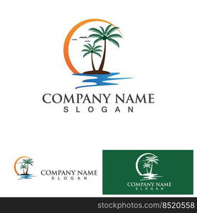 Palm tree summer logo template vector illustration