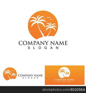 Palm tree summer logo template vector illustration