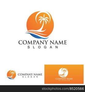 Palm tree summer logo template vector illustration