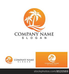 Palm tree summer logo template vector illustration