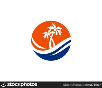 Palm tree summer logo template vector illustration