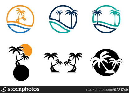 Palm tree summer logo template vector illustration