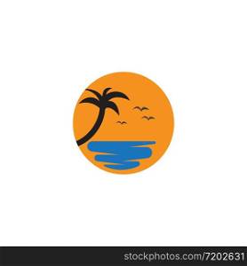 Palm tree summer logo vector design
