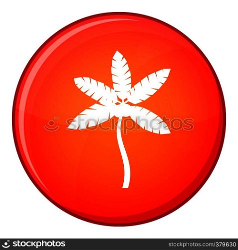 Palm tree with coconuts icon in red circle isolated on white background vector illustration. Palm tree with coconuts icon, flat style