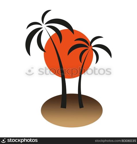 Palm tree with sun vector icon tropical island summer symbol for your web site design, logo, app, Vector illustration. EPS 10.. Palm tree with sun vector icon tropical island summer symbol for your web site design, logo, app, Vector illustration.