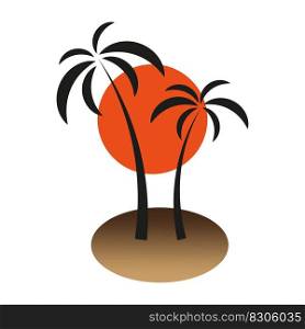 Palm tree with sun vector icon tropical island summer symbol for your web site design, logo, app, Vector illustration. EPS 10.. Palm tree with sun vector icon tropical island summer symbol for your web site design, logo, app, Vector illustration.