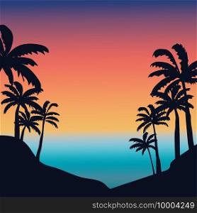 palm trees background silhouette. Floral background. Summer vacation. Vector illustration. EPS 10.. palm trees background silhouette. Floral background. Summer vacation. Vector illustration.