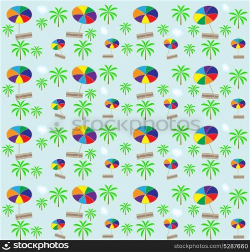 Palm trees, umbrellas seamless pattern. Vector illustration