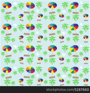 Palm trees, umbrellas seamless pattern. Vector illustration