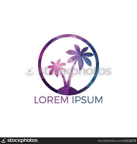 Palm trees vector logo design.Island and beach logo design. Summer holidays and travel logo concept.