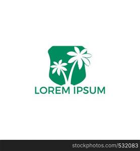 Palm trees vector logo design.Island and beach logo design. Summer holidays and travel logo concept.