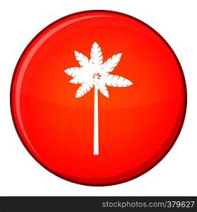 Palm woody plant icon in red circle isolated on white background vector illustration. Palm woody plant icon, flat style