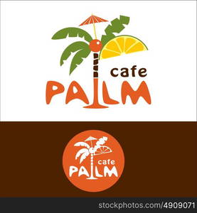 Palma. Cocktail. Vector sign logo. Restaurant, cafe, club.