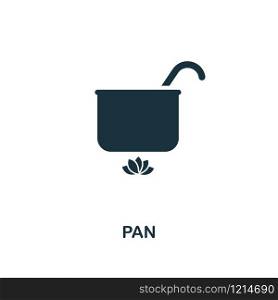 Pan creative icon. Simple element illustration. Pan concept symbol design from meal collection. Can be used for mobile and web design, apps, software, print.. Pan icon. Monochrome style icon design from meal icon collection. UI. Illustration of pan icon. Pictogram isolated on white. Ready to use in web design, apps, software, print.