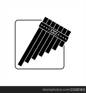 Pan Flute Icon, Closed Tube Musical Instrument, Panpipes, Syrinx Vector Art Illustration