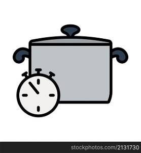 Pan With Stopwatch Icon. Editable Bold Outline With Color Fill Design. Vector Illustration.