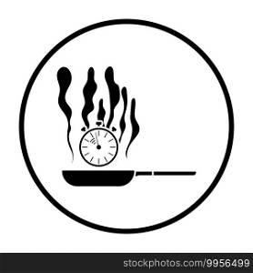 Pan With Stopwatch Icon. Thin Circle Stencil Design. Vector Illustration.