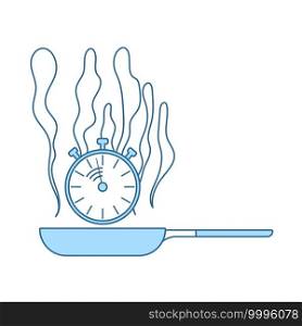 Pan With Stopwatch Icon. Thin Line With Blue Fill Design. Vector Illustration.