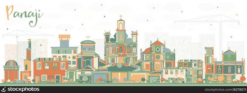 Panaji India City Skyline with Color Buildings. Vector Illustration. Business Travel and Tourism Concept with Historic Architecture. Panaji Cityscape with Landmarks.