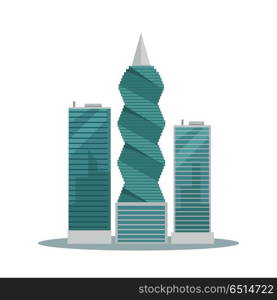 Panama-City Buildings Flat Vector Illustration. Panama-city buildings vector illustration. Skyscrapers in Panama capital. Modern architecture concept in flat style design. F F Revolution tower. Isolated on white background.