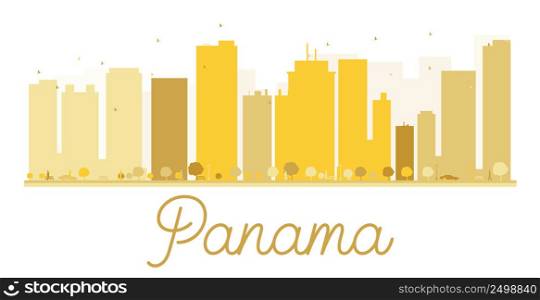 Panama City skyline golden silhouette. Vector illustration. Simple flat concept for tourism presentation, banner, placard or web site. Business travel concept. Cityscape with landmarks