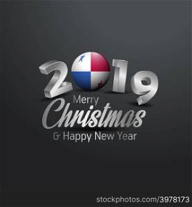 Panama Flag 2019 Merry Christmas Typography. New Year Abstract Celebration background
