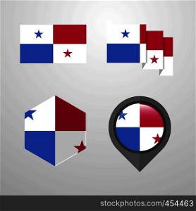 Panama flag design set vector