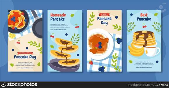 Pancake Day Social Media Stories Flat Cartoon Hand Drawn Templates Background Illustration