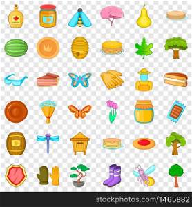 Pancake icons set. Cartoon style of 36 pancake vector icons for web for any design. Pancake icons set, cartoon style