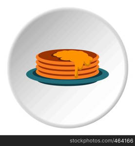 Pancakes icon in flat circle isolated vector illustration for web. Pancakes icon circle