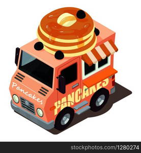 Pancakes machine icon. Isometric illustration of pancakes machine vector icon for web. Pancakes machine icon, isometric style