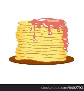 Pancakes. Raspberry jam. Pancake week. Spring festival meeting. isolated on white background. Vector illustration.. Pancakes. Raspberry jam. Pancake week. Spring festival meeting. isolated on white background. Vector illustration