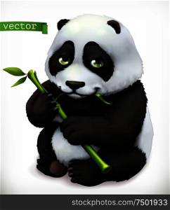 Panda bear cartoon character. Funny animal, 3d vector icon