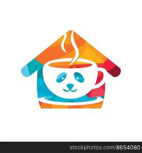 Panda coffee vector logo design template. Coffee shop or restaurant logo concept.	