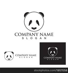Panda head black and white logo