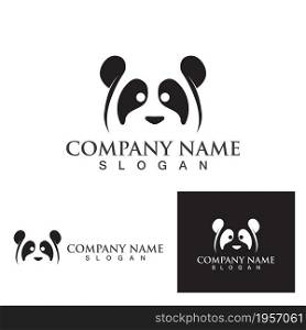Panda head black and white logo