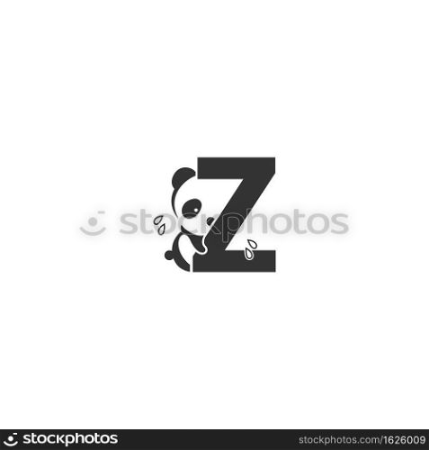 Panda icon behind letter Z logo illustration template
