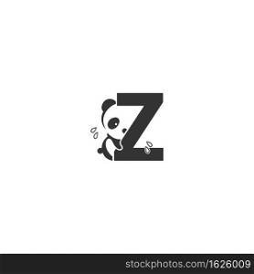 Panda icon behind letter Z logo illustration template