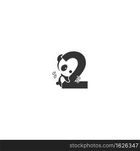 Panda icon behind number 2 logo illustration template