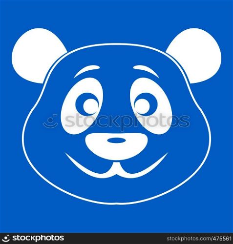 Panda icon white isolated on blue background vector illustration. Panda icon white