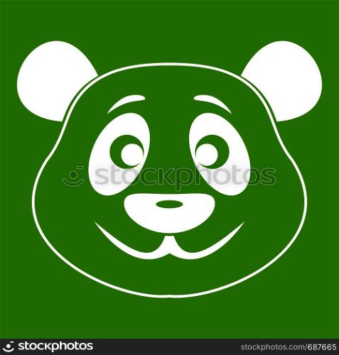 Panda icon white isolated on green background. Vector illustration. Panda icon green