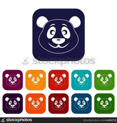 Panda icons set vector illustration in flat style In colors red, blue, green and other. Panda icons set flat