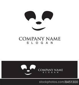 panda logo black and white head vector 