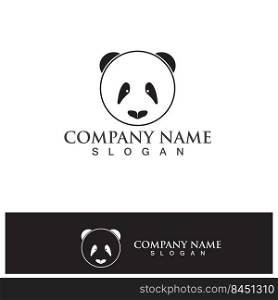 panda logo black and white head vector 