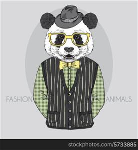 panda male dressed up in retro style